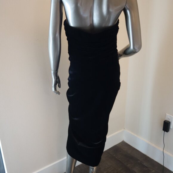 Veronica Beard Palo Dress Black Velvet Asymmetric Strapless Size 8 - Picture 6 of 8